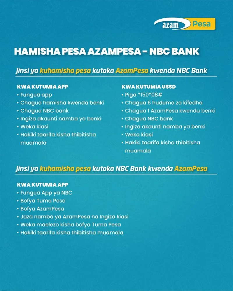 Jinsi ya kuhamisha Pesa kutoka Bank kwenda Azampesa